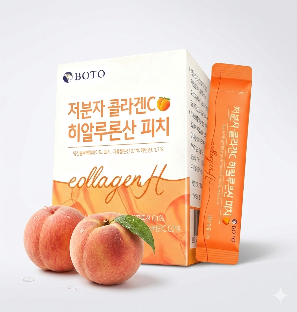 Colágeno de Bajo Peso Molecular con Vitamina C y Ácido Hialurónico Sabor Durazno BOTÓ , 30 Sticks